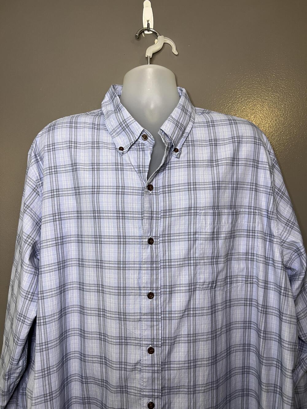 Preswick & Moore Shirt Mens 2XLT Blue Plaid Long Sleeve Button Down Casual